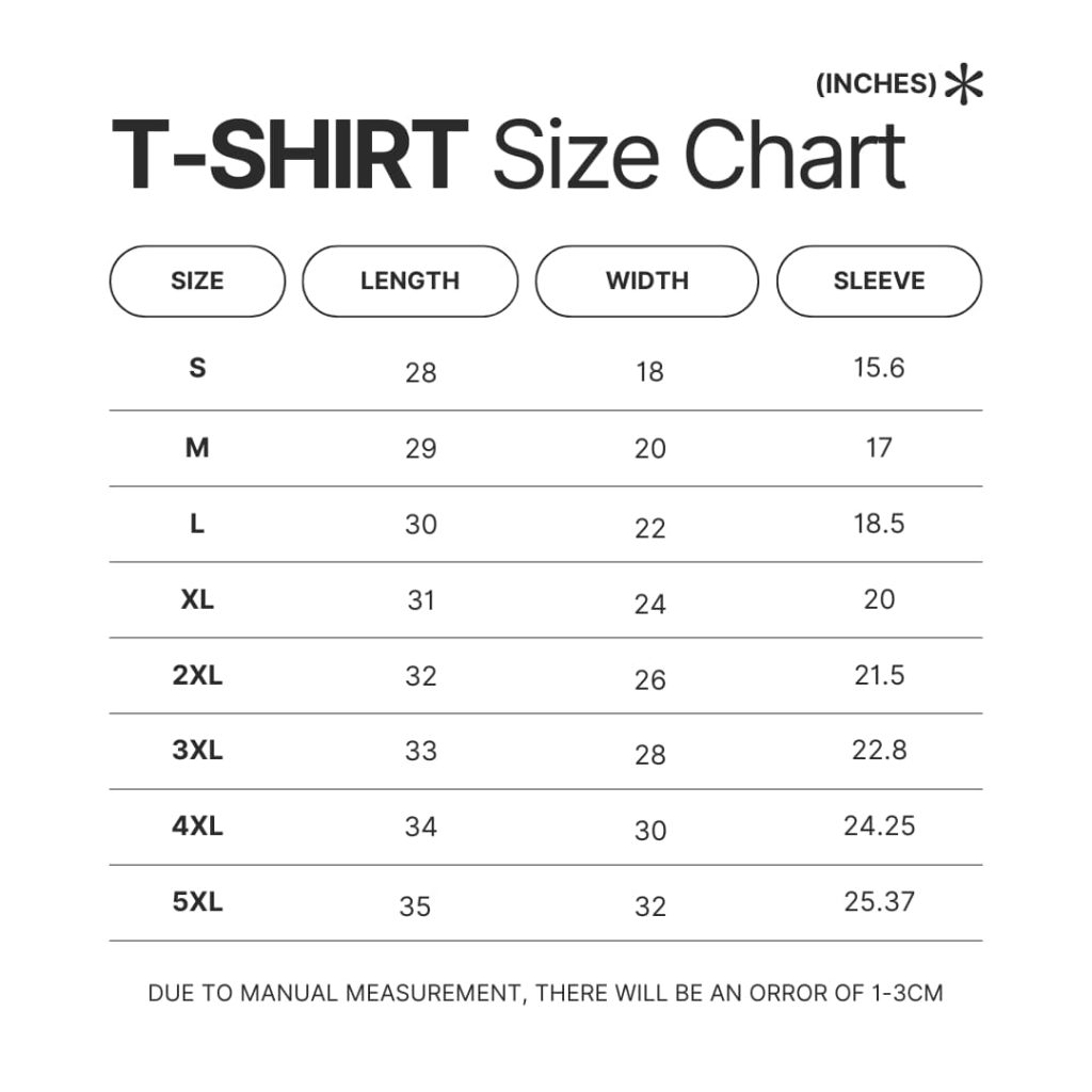 T shirt Size Chart - Drake Shop