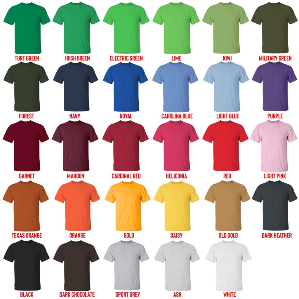 t shirt color chart - Drake Shop