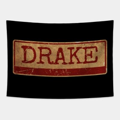 Aliska Text Red Gold Retro Drake Tapestry Official Drake Merch